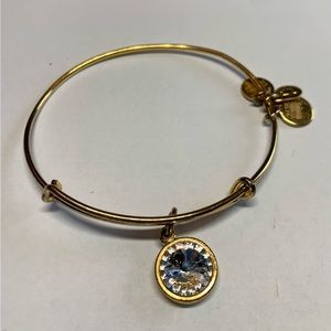 3/$20 Alex and Ani clear stone April birthstone gold tone bracelet